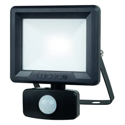 Luceco LED Eco Slimline Floodlight with PIR Motion Sensor, x x cm, IP65 Rated, W, Black