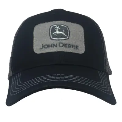 John Deere Silver Patch Mesh Back Trucker Cap-Black/Gray