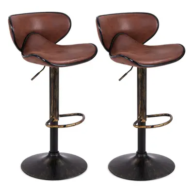 Height-adjustable Bar Stools Set of Upholstered Bar Chair w/ Backrest