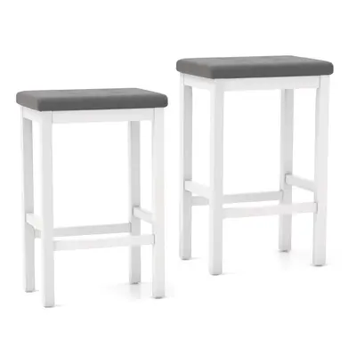 Set of Bar Stools 61cm Counter Height Stool Kitchen Breakfast Stool-White