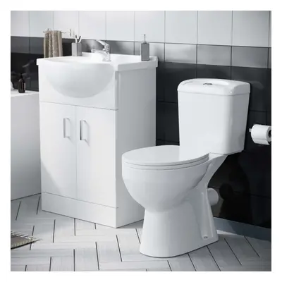 2-Piece Gloss White Vanity Unit And Close Coupled Toilet