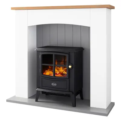 Dimplex Oakmead OKM20 Log Effect Suite And Surround Fireplace - Ivory White