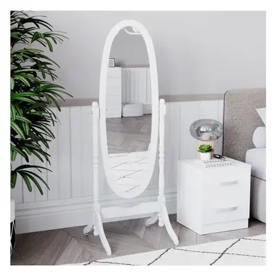 (White) Nishano Oval Mirror Freestanding Tall Swivel Frame