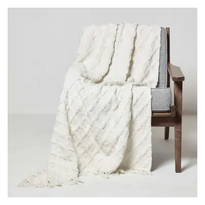 (White) Diamond Cotton Tufted Throw x cm