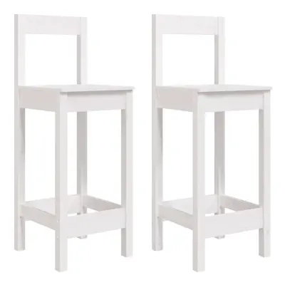 (White, x 41.5 x cm) vidaXL 2x Solid Wood Pine Bar Chairs Wooden Dining Room Bar Stool Pub Chair