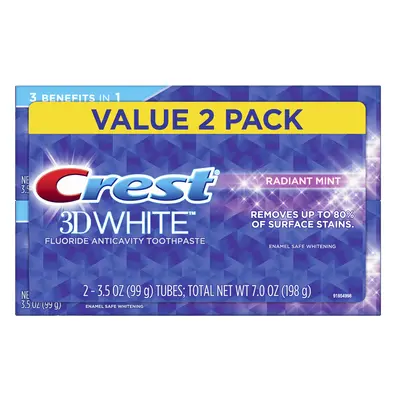 Crest 3D White Whitening Toothpaste Radiant Mint 3.5 Ounce (Pack of