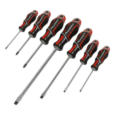 7 PACK Premium Soft Grip Screwdriver Set - Slotted & Phillips Various Sizes RED