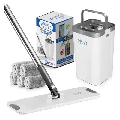 Premium Flat Mop Compact and lightweight cleaning system with swivel mop head - includes reusabl