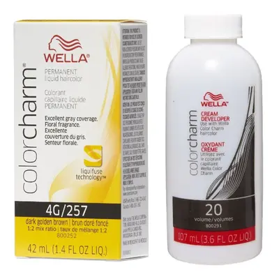 (4G + Developer (Vol. 20) 3.6oz) Wella Color Charm Haircolor 4G Dark Golden Brown