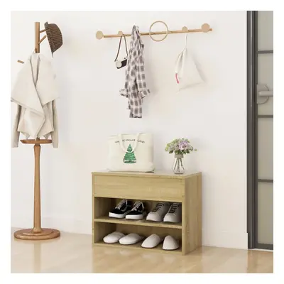 vidaXL Shoe Bench Sonoma Oak Chipboard Shoe Organiser Cabinet Rack Hall Bench