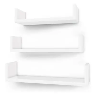 SONGMICS Set of Modern Wall Shelves, Floating MDF Storage Shelving with High Gloss Finish, and I