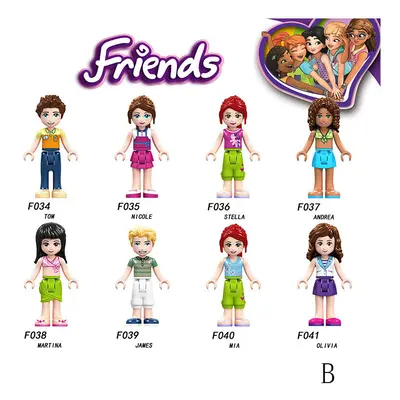 (Style B 8pcs) 16Pcs Friends Girls Mini Figures Building Blocks Toys