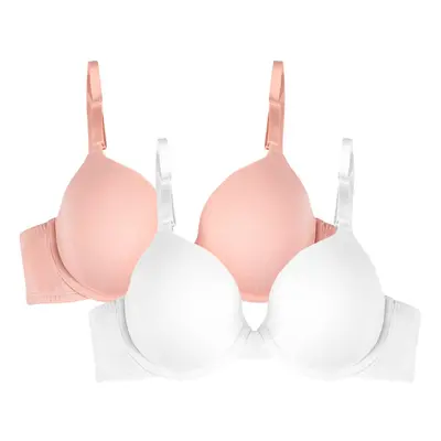 Fruit of the Loom Women's 2-Pack T-Shirt Bra White/Blushing Rose 34D