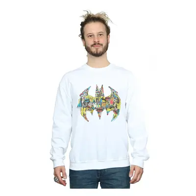 (3XL, White) DC Comics Mens Batman Batgirl Logo Collage Sweatshirt