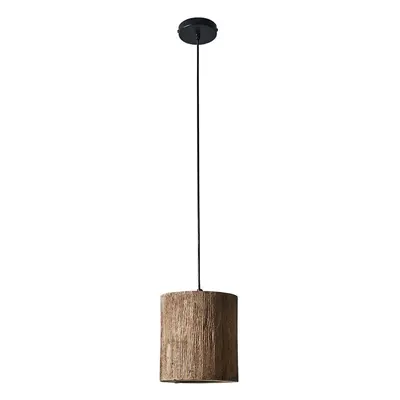 Natural Rustic Wooden Tree Log Cylinder Ceiling Light Shade - Complete with 6w LED GLS Light Bul