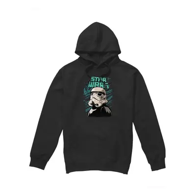 (L, Black) Star Wars Mens Street Glare Stormtrooper Hoodie