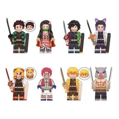 8PCS/SET Demon Slayer Figure Fit Lego Building Block Kids Toy