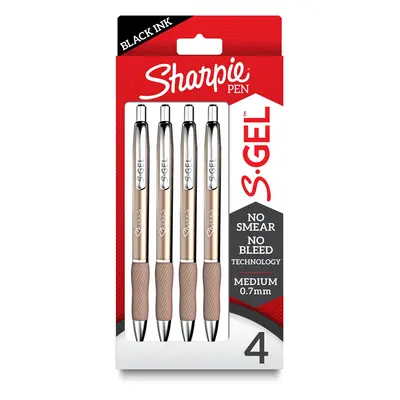 SHARPIE S-Gel Gel Pens Sleek Metal Barrel Champagne Medium Point (0.7mm) Black Ink Count