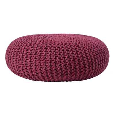 (Plum) Knitted Cotton Large Round Pouffe Footstool x cm