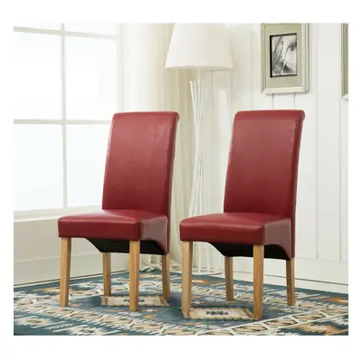 (Red) MCC Dining Chairs Set of Faux Leather Dining Chairs Roll Top Scroll High Back home & resta