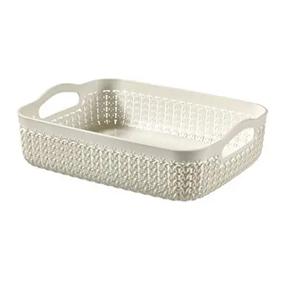 Basket, plastic, off-white, 25,7 x 19,8 x 7,4 cm