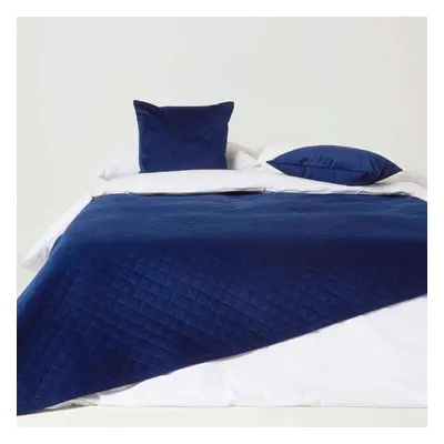 (Navy) Diamond Quilted Velvet Throw