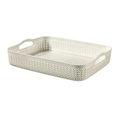 Basket, plastic, off-white, 35,20 x 26,8 x 7,4 cm