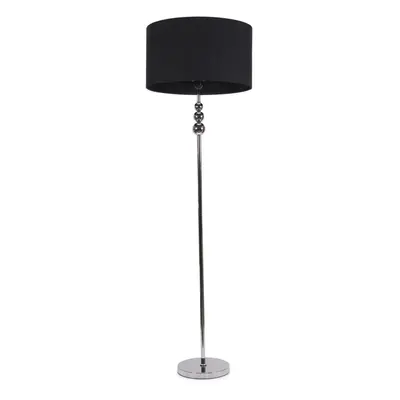 ValueLights Marissa Black Shade Chrome Stacked Ball Floor Lamp & Bulb