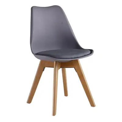 (DARK GREY, 4) D&S Tulip Chair Plastic Wood Retro Dining Chairs White Black Grey Red Yellow Blue