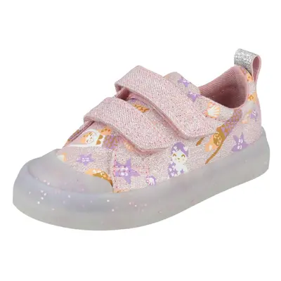 (Pink, UK Child) Girls Clarks Casual Shoes Foxing Print T