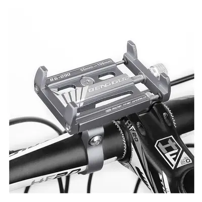 (Grey) Adjustable Bicycle Phone Holder Aluminum Alloy 3.5"-6.5" Shockproof Bracket