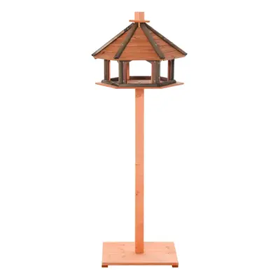 PawHut Wooden Bird Feeder Bird Table with Roof for Outside Use Brown 130cm