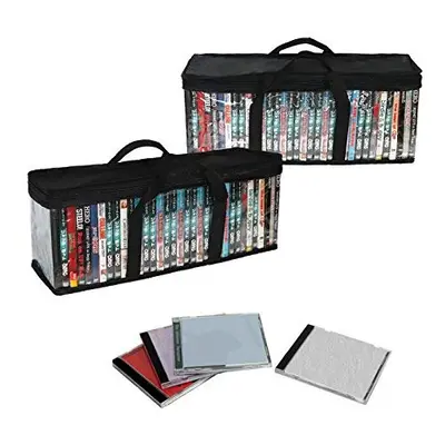 SILD Home DVD Storage Bags Media Case Holder Organizer Bag Holds DVDs Black Stackable DVD Holder