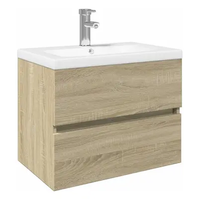 vidaXL Bathroom Furniture Set Piece Sink Cabinet Ceramic and Engineered Wood