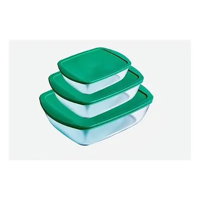 Cook and Store Set of Rectangular Glass Food Preparation and Storage Dishes with Lids (0.4L, 1.1