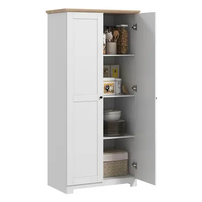 HOMCOM 172cm Wooden Storage Cabinet Cupboard With Doors Shelves White