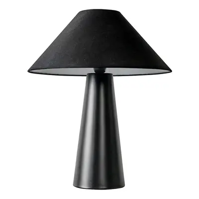 Matt Black Cone Shaped Bedside Table Desk Lamp with a Tapered Fabric Light Shade