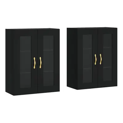 vidaXL Wall Mounted Cabinets Bathroom Cabinet pcs Black Engineered Wood