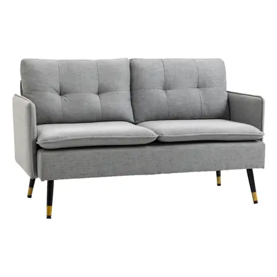 HOMCOM Modern Upholstered Two Seater Sofa for Bedroom Living Room Grey