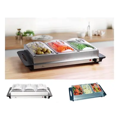 Kingavon Hot Buffet Server and Warming Tray 3-Pan Stainless Steel