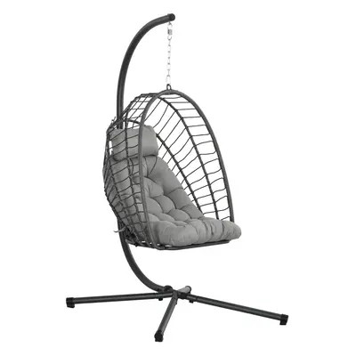 Outsunny PE Hanging Swing Chair w/ Thick Cushion, Patio Hanging Chair, Grey