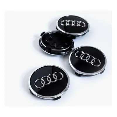 4 X AUDI CENTRE CAPS BLACK 69MM ALLOY WHEEL BADGES FITS A3 A4 A5 A6 A7