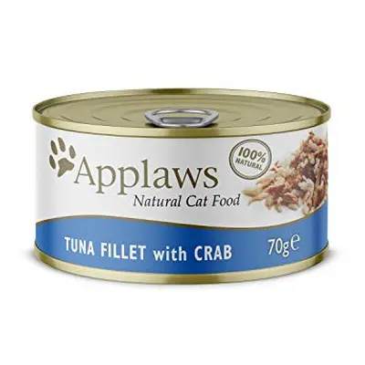 Applaws 100% Natural Wet Cat Food, Tuna with Crab, 70g (Pack of 24)