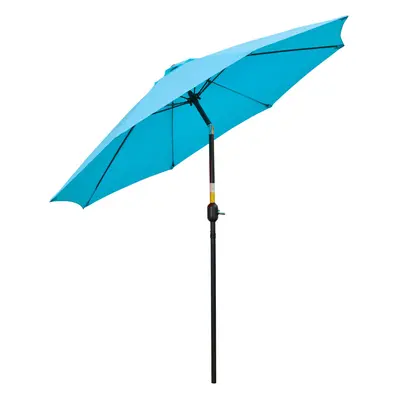 Outsunny 2.6M Patio Umbrella Outdoor Sunshade Canopy w/ Tilt and Crank Blue