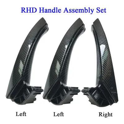 (RHD 3PCS Set) New E90 Door Carbon Fiber Handle With Cover Replacement For Bmw Series