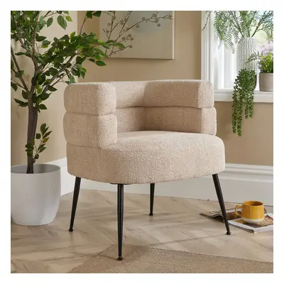 (Natural) Home Source Barrel Boucle Occasional Accent Armchair