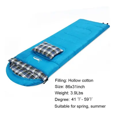 (3.9lbs-Blue) Desert&Fox Soft Flannel Sleeping Bags with Pillow for Adult Kids Winter Sleeping B