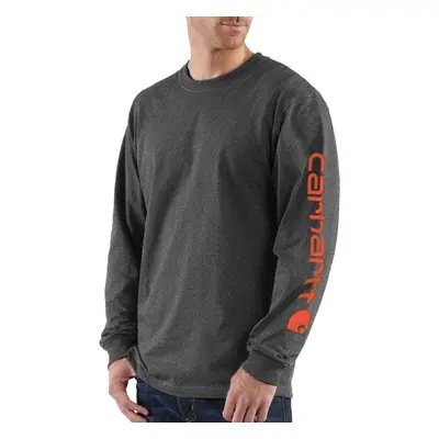 Carhartt Men's Loose Fit Heavyweight Long Logo Sleeve Graphic T-Shirt Carbon Heather