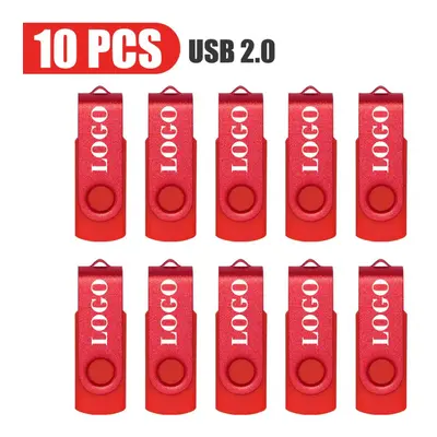 (64GB x10pcs, Red USB 2.0) 10PCS/lot Colour USB 2.0 USB Flash Drive 8GB 16GB 32GB 64GB USB Stick