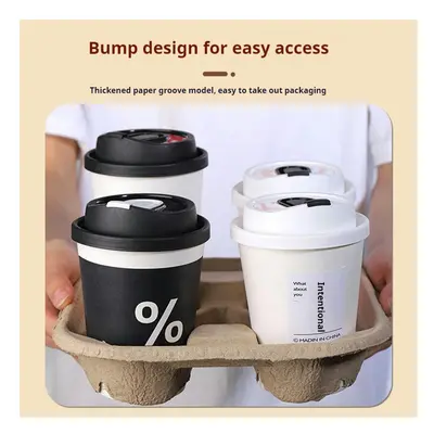 (Four cups of pulp (demolished double cup) -300/piece) Disposable Pulp Cup Coffee Coffee Milk Te